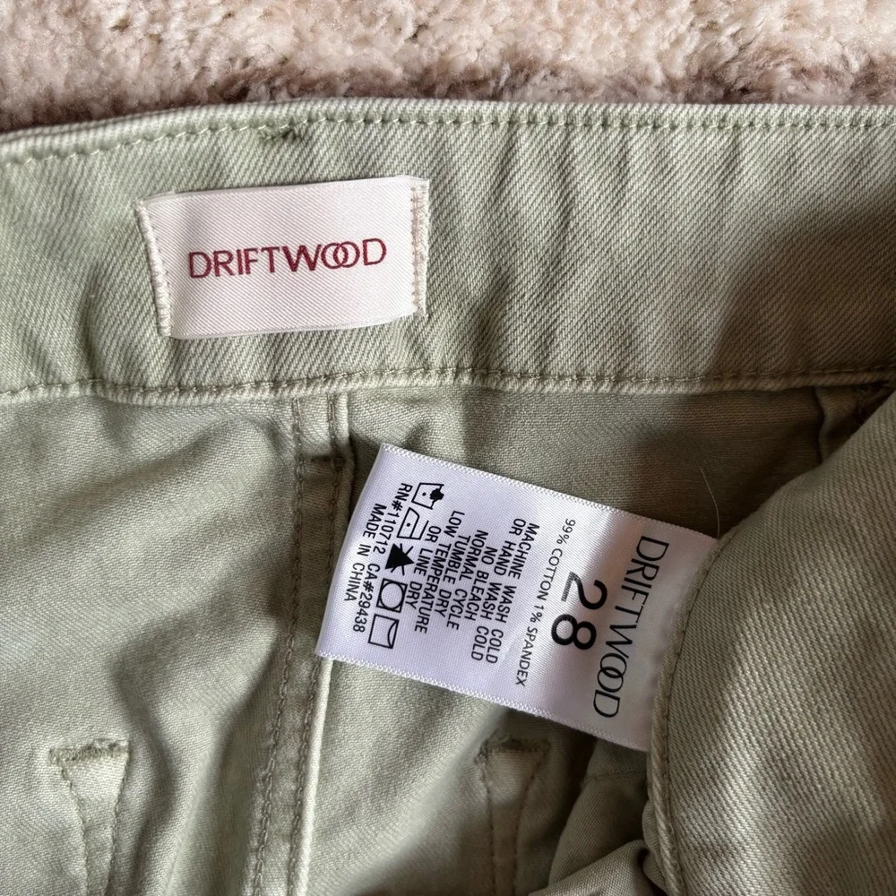 EUC Driftwood Spencer Barrel Leg Pants Jeans Denim Belted Structured Green Sz 28